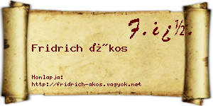 Fridrich Ákos névjegykártya