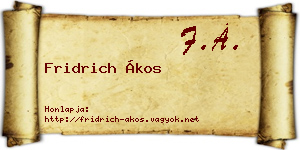 Fridrich Ákos névjegykártya